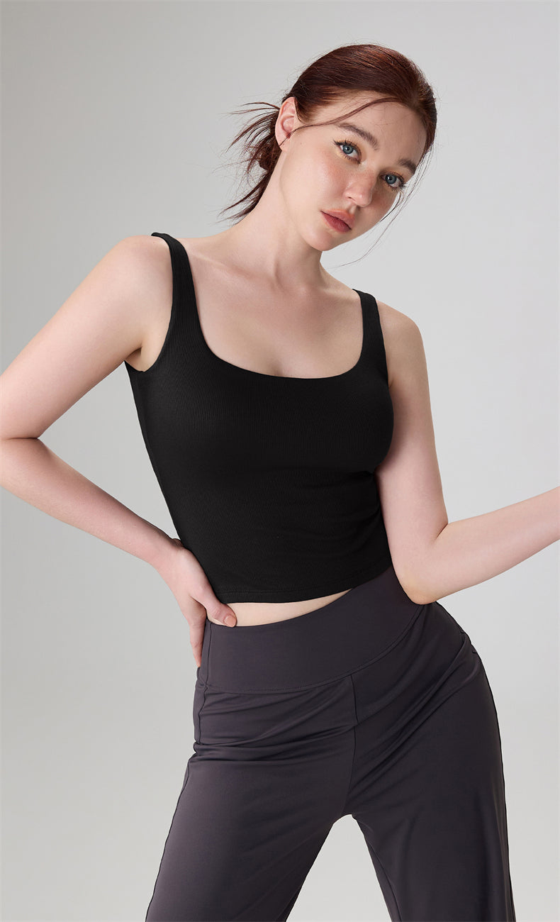 BareFeel Modal Ribbed Yoga Tank with Broad Straps