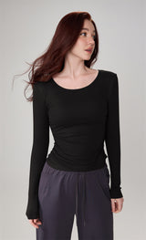 Modal Ribbed Ruched Slim-Fit Yoga Top