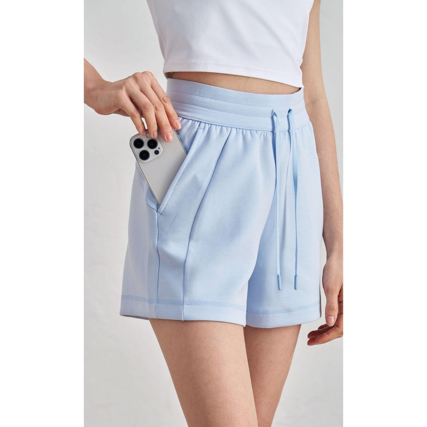 Spring and summer new air layer loose and simple yoga shorts women's drawstring thin four-quarter pants wear running sweatpants