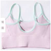 NULS youth contrasting color splicing short sports vest gathering beautiful back yoga underwear nude suspender fitness bra