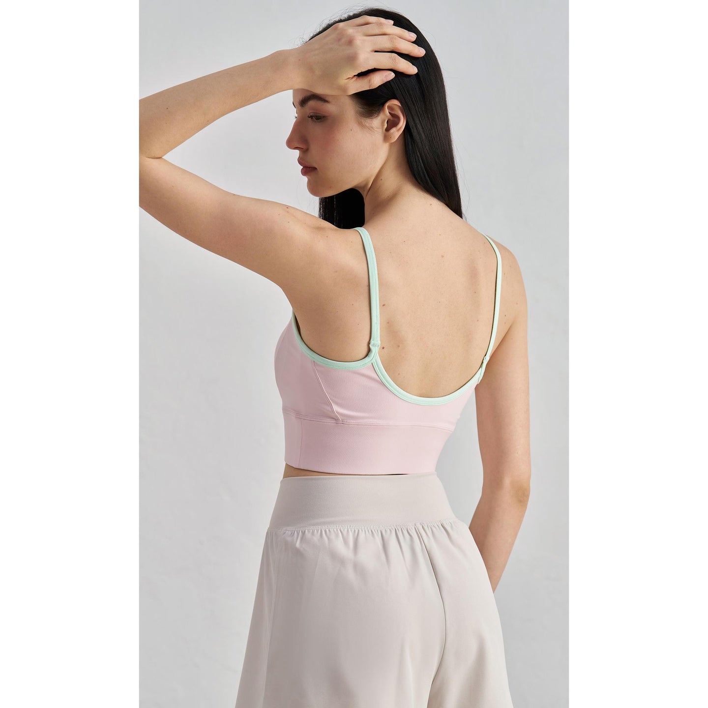 NULS youth contrasting color splicing short sports vest gathering beautiful back yoga underwear nude suspender fitness bra