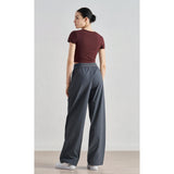 Sz woven new sweatpants casual wide-leg drape straight pants waist line lifting design thin yoga trousers women