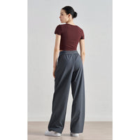 Sz woven new sweatpants casual wide-leg drape straight pants waist line lifting design thin yoga trousers women