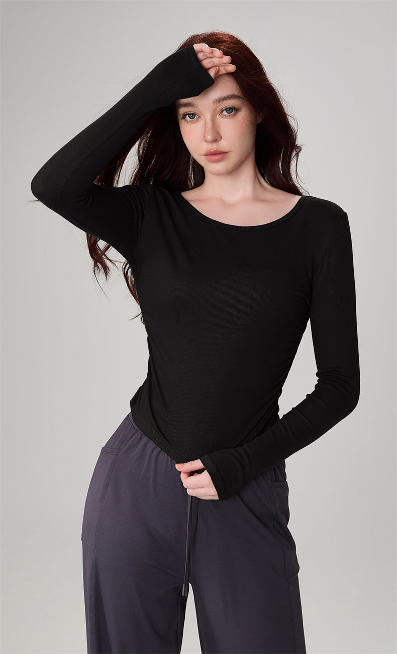 Modal Ribbed Ruched Slim-Fit Yoga Top