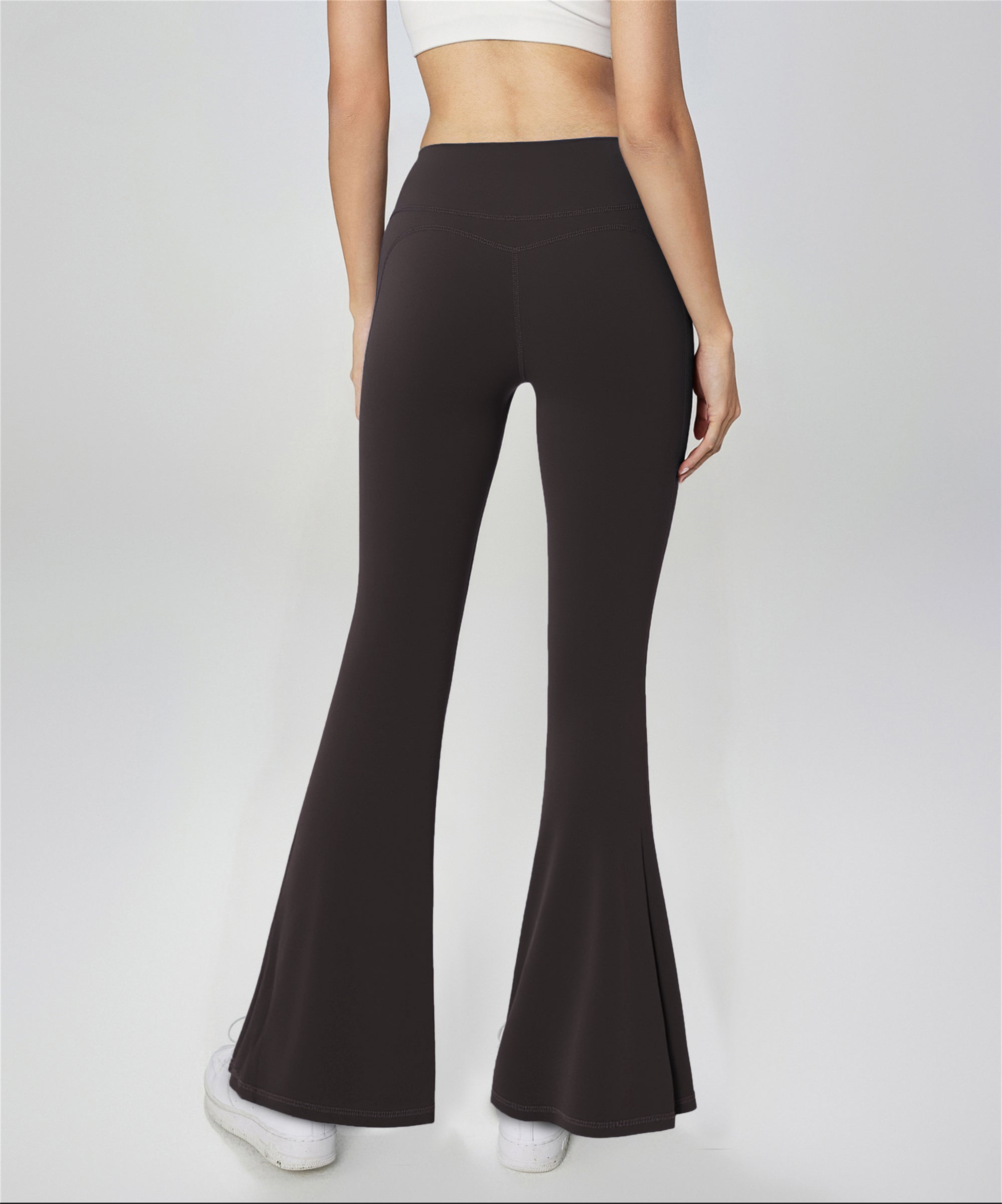 High-Waist Flare Yoga Pants back view - women's yoga activewear by Lepeins