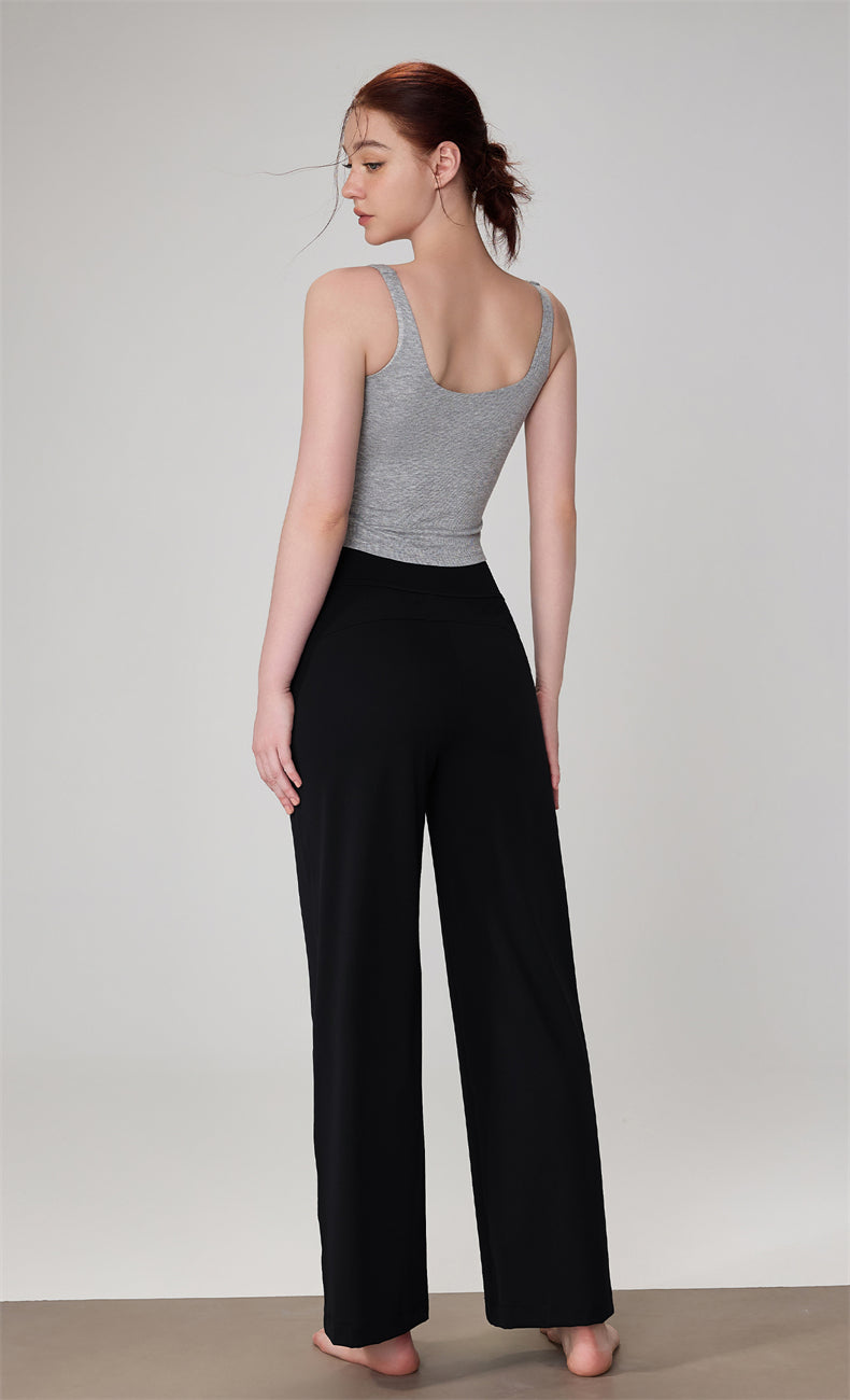 High waisted straight leg wide leg pants