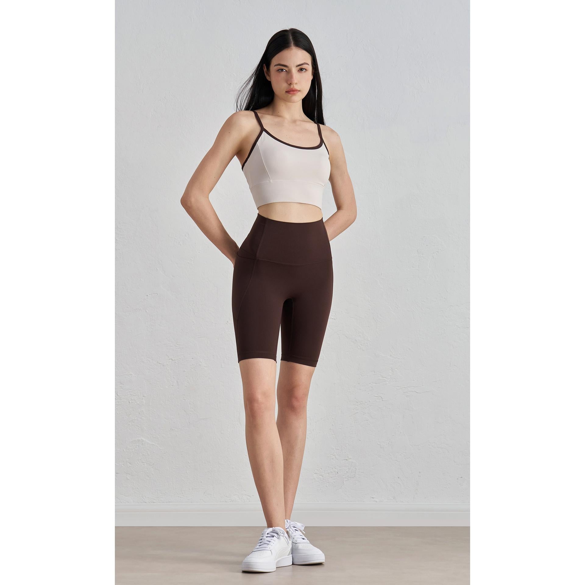 NULS youth contrasting color splicing short sports vest gathering beautiful back yoga underwear nude suspender fitness bra