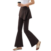 2-in-1 Skirted Yoga Pants for Women - High-Waist Flared Leggings with Skirt Overlay