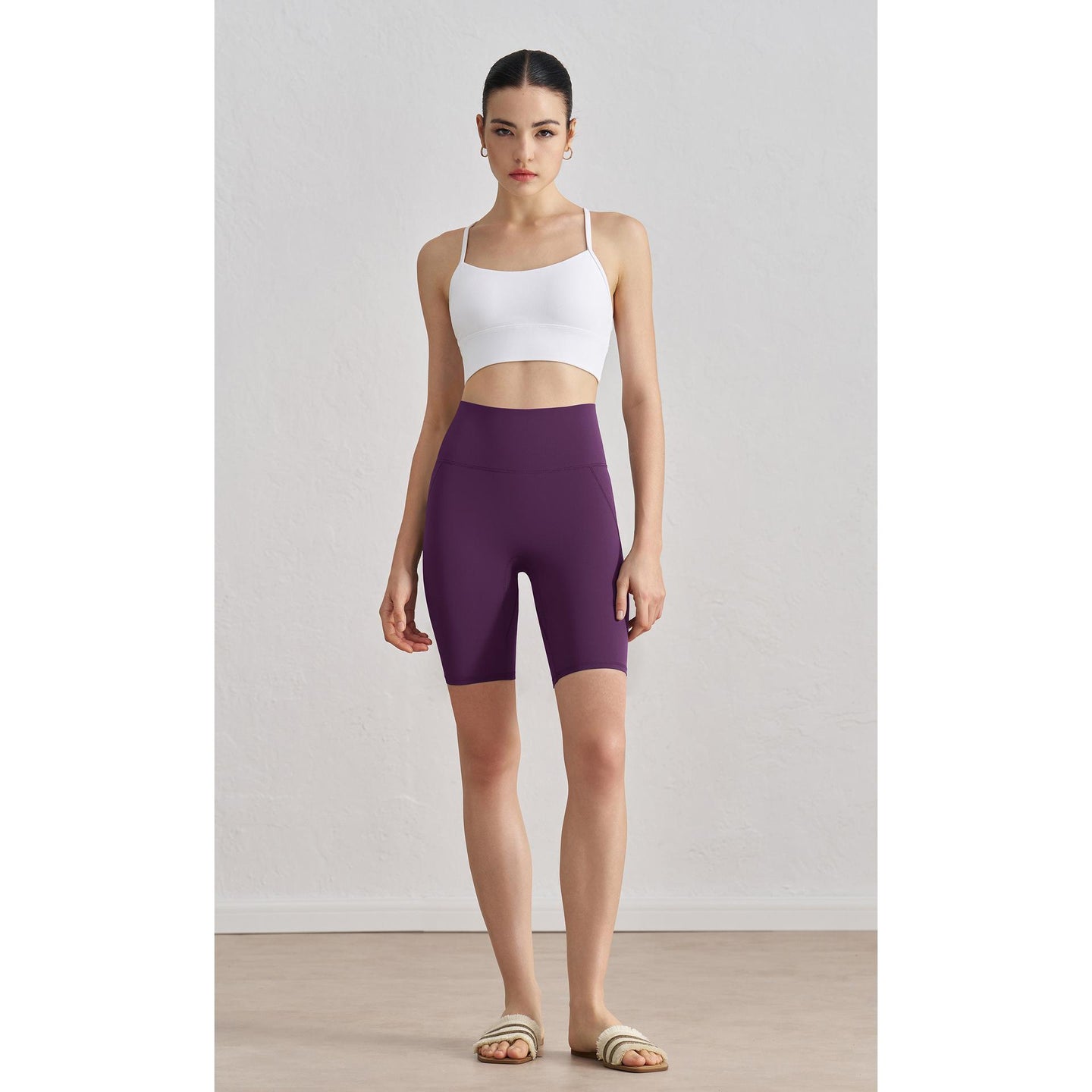 Antibacterial yoga shorts women's summer high waist hip lift sports cycling pants wear Pilates training clothes fitness three-point pants