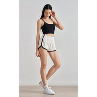 Spring and summer thin high-waisted retro color matching sports shorts women's elastic waist hem split-ended yoga three-point pants