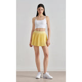 Summer elastic high waist slim yoga skirt lined with anti-light belt pocket tennis skirt casual outer pleated skirt