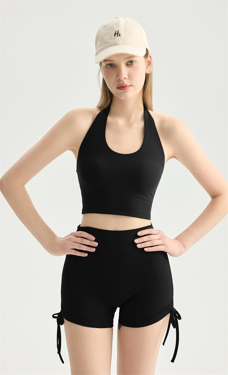 NULS Adjustable Ruched High-Waisted Shorts - Lepeins yoga wear product image