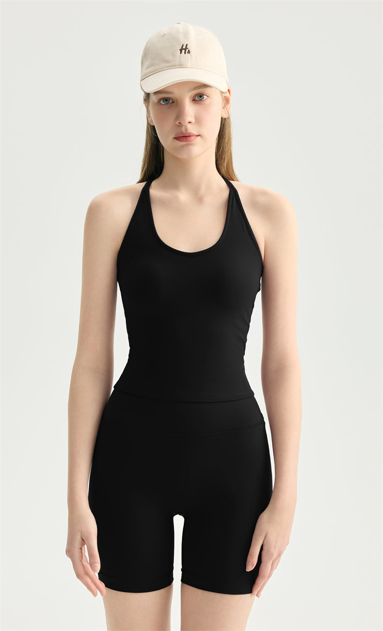 Zen-Flow Deep U-Neck Yoga Tank movement view - women's yoga activewear by Lepeins
