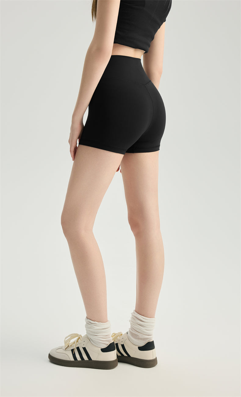 NULS Seamless Front High-Waisted Yoga Shorts movement view - women's yoga activewear by Lepeins