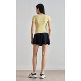 SUN simple and comfortable sports short sleeves skin-friendly nude casual yoga clothes high-end waist and thin fitness T-shirt women