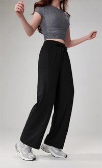 High-Waisted Drawstring Straight-Leg Pants