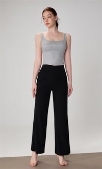 High waisted straight leg wide leg pants