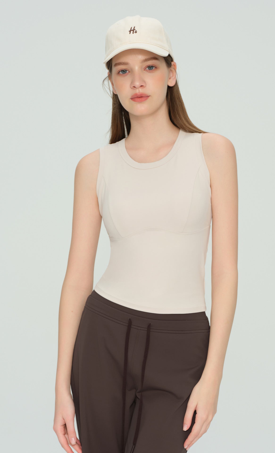 Padded Sleeveless Studio Sports Bra - Tea brown - product view 7 - Lepeins