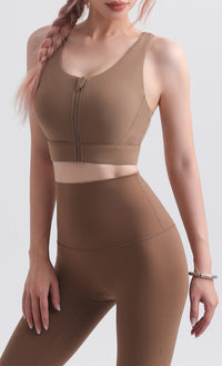 Zipper Sports Bra for Women - Shockproof Yoga Vest with Removable Pads