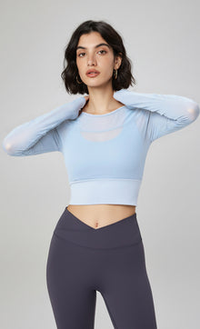 Mesh Long-Sleeve Padded Yoga Top
