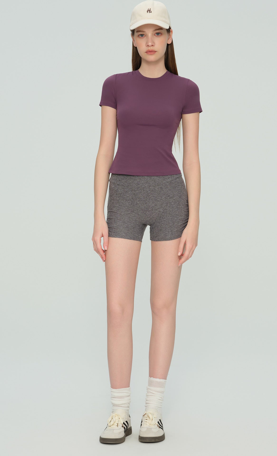 Essential Short Sleeve Yoga Tee - Seashell powder - back view - Lepeins