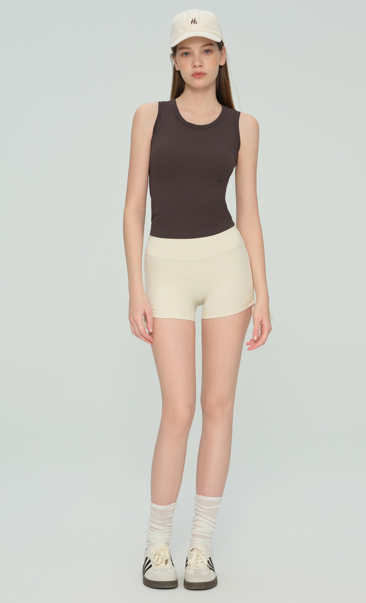 Padded Sleeveless Studio Sports Bra - Tea brown - product view 6 - Lepeins