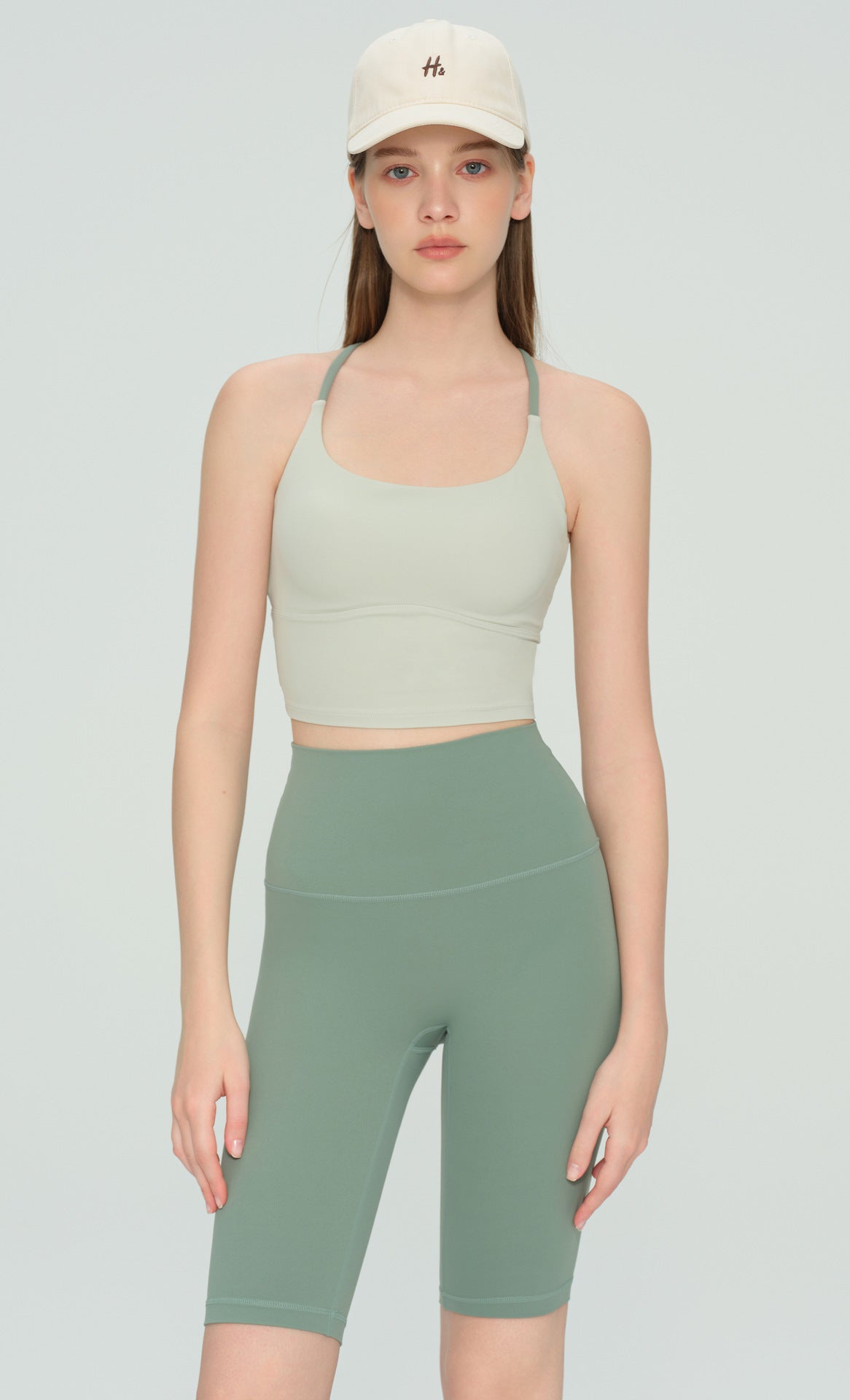 Colorblock Cross-Back Yoga Bra studio fit view - sports bra for Pilates and yoga for women in New Zealand