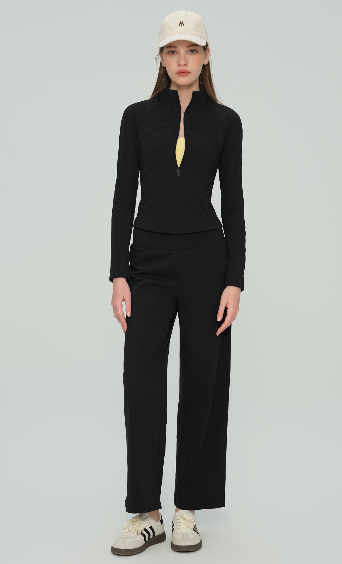 CloudSoft High-Neck Yoga Jacket studio fit view - yoga jacket for studio-to-street layering for women in New Zealand