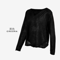 Slub yarn plant fiber yoga long-sleeved V-neck hazy loungewear sports long-sleeved loose yoga clothes top