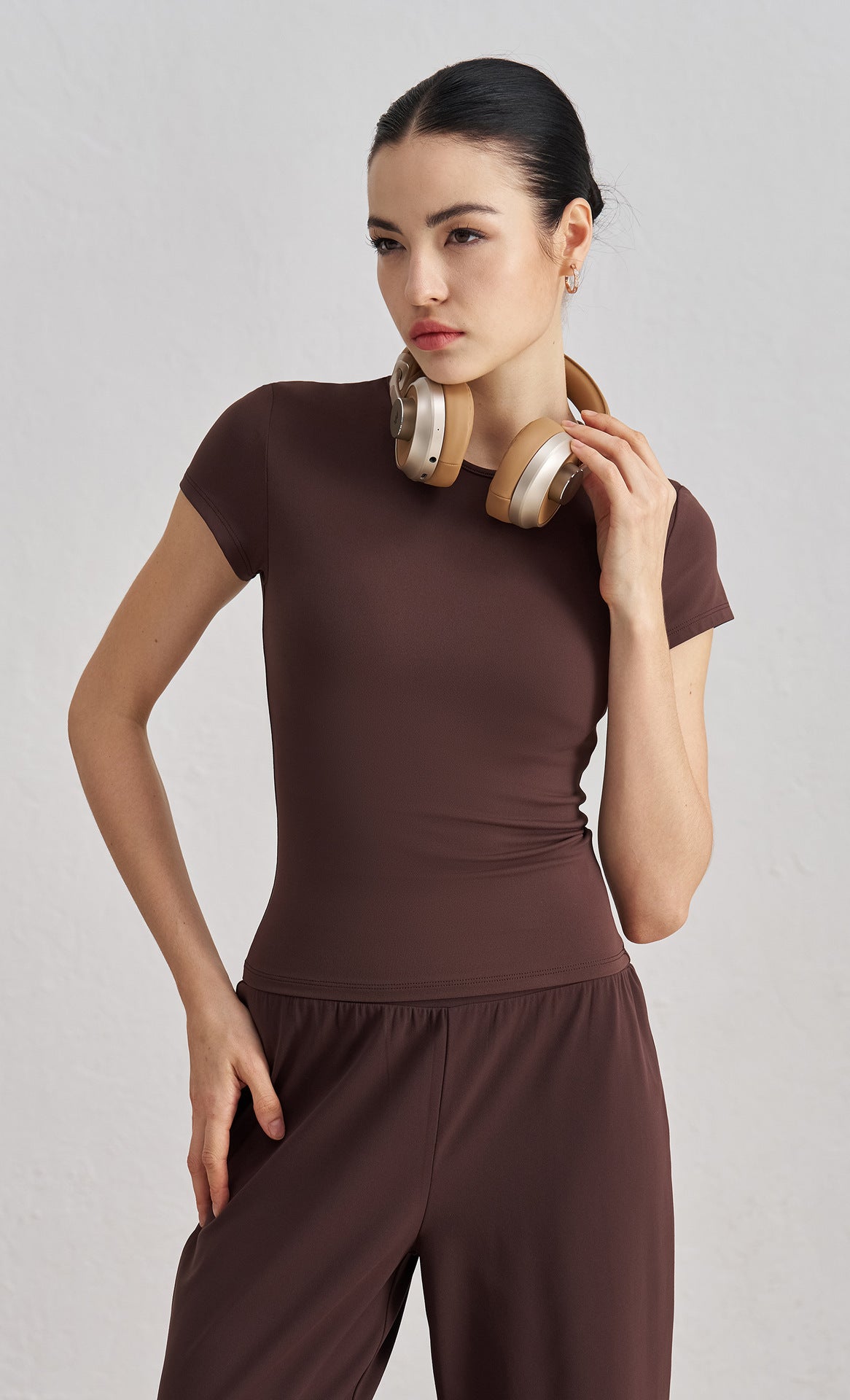 Soft-Fit Short Sleeve Yoga Tee studio styling - women's yoga activewear by Lepeins