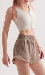 Zipper Sports Bra for Women - Shockproof Yoga Vest with Removable Pads