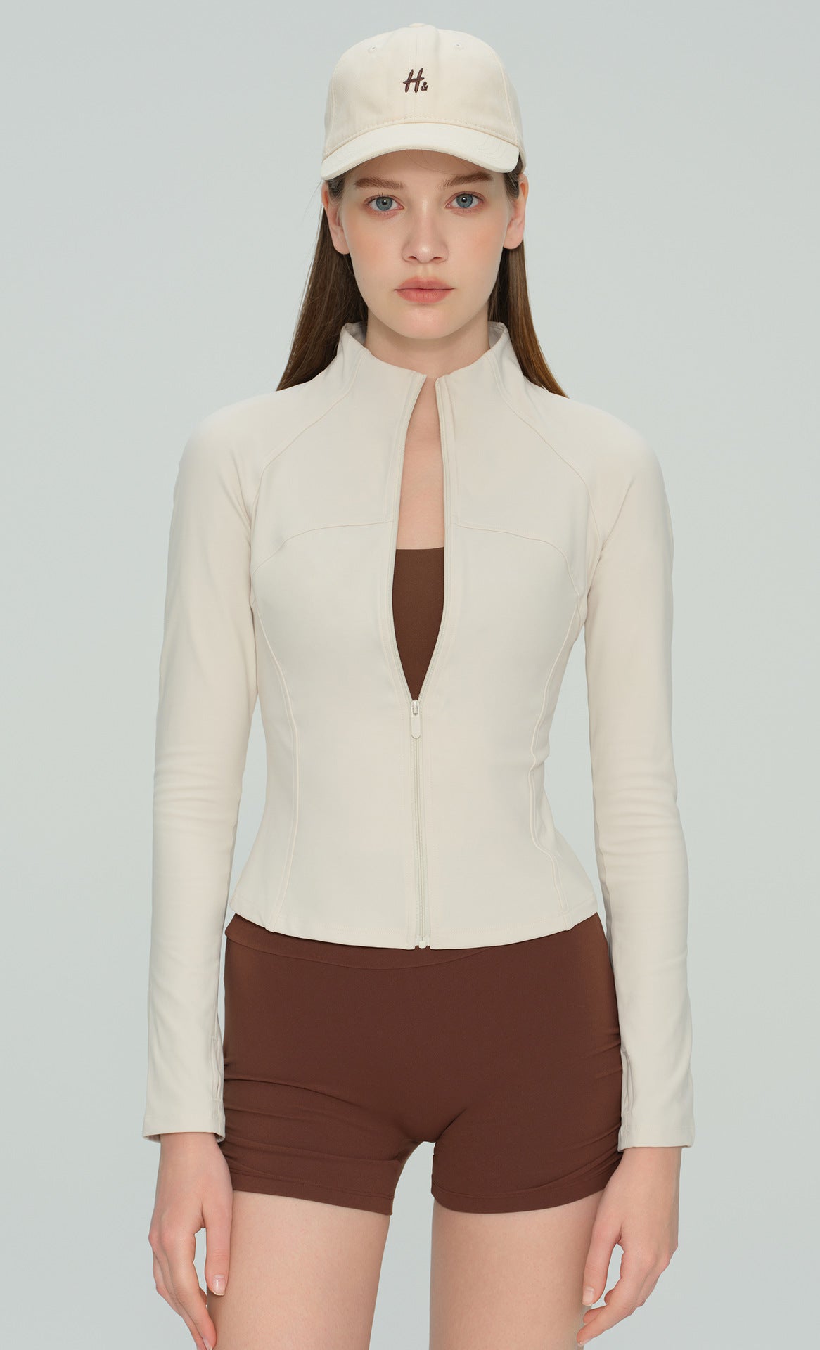 CloudSoft High-Neck Yoga Jacket - Graphite ash - product view 8 - Lepeins