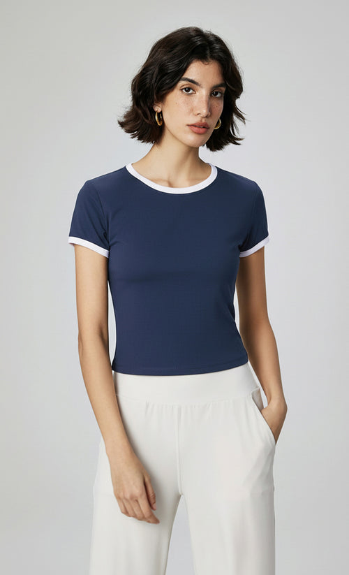 Colorblock V-Neck Yoga Tee main product view - Lepeins yoga top for yoga, Pilates and daily movement