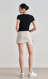 Drawstring Sports Skirt for Women - 2-in-1 Yoga Tennis Skort with Built-In Shorts