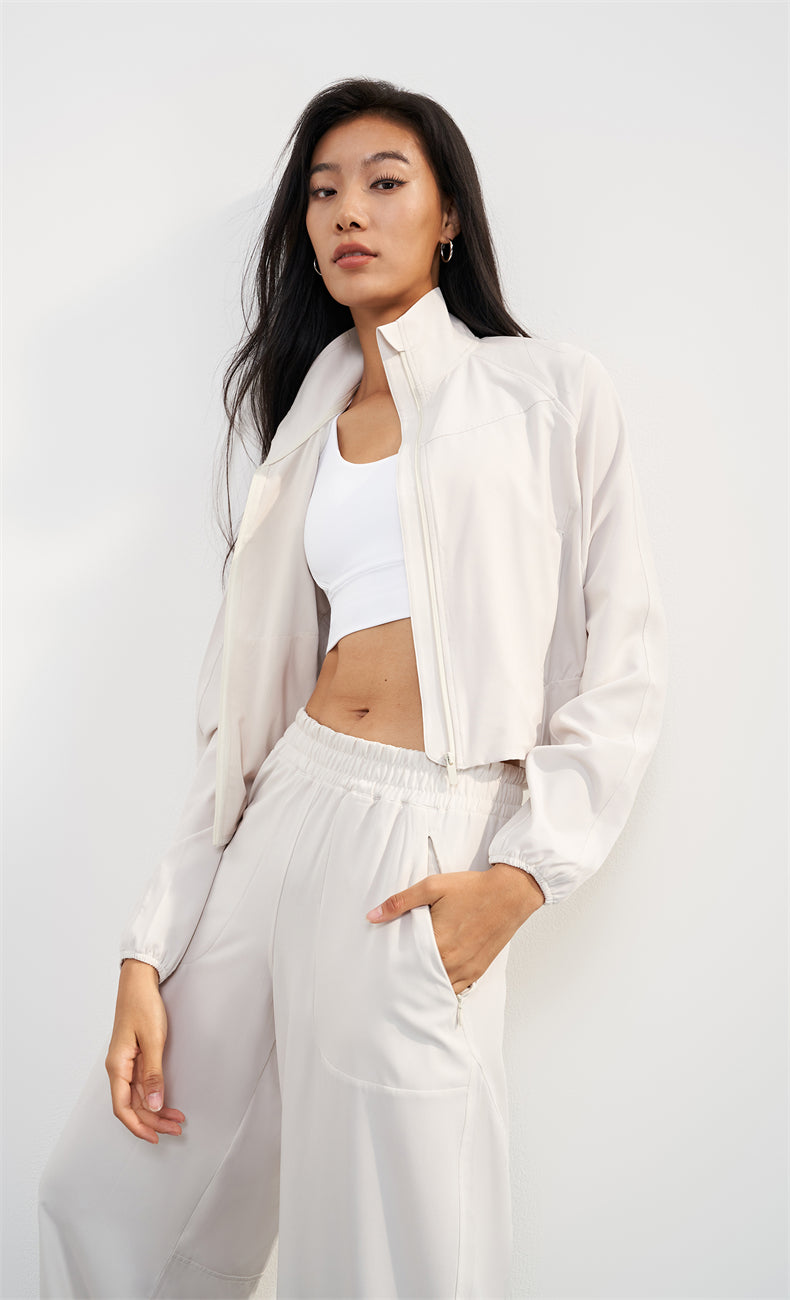SunShield Zip-Up Cooling Jacket front view - yoga jacket for studio-to-street layering for women in New Zealand