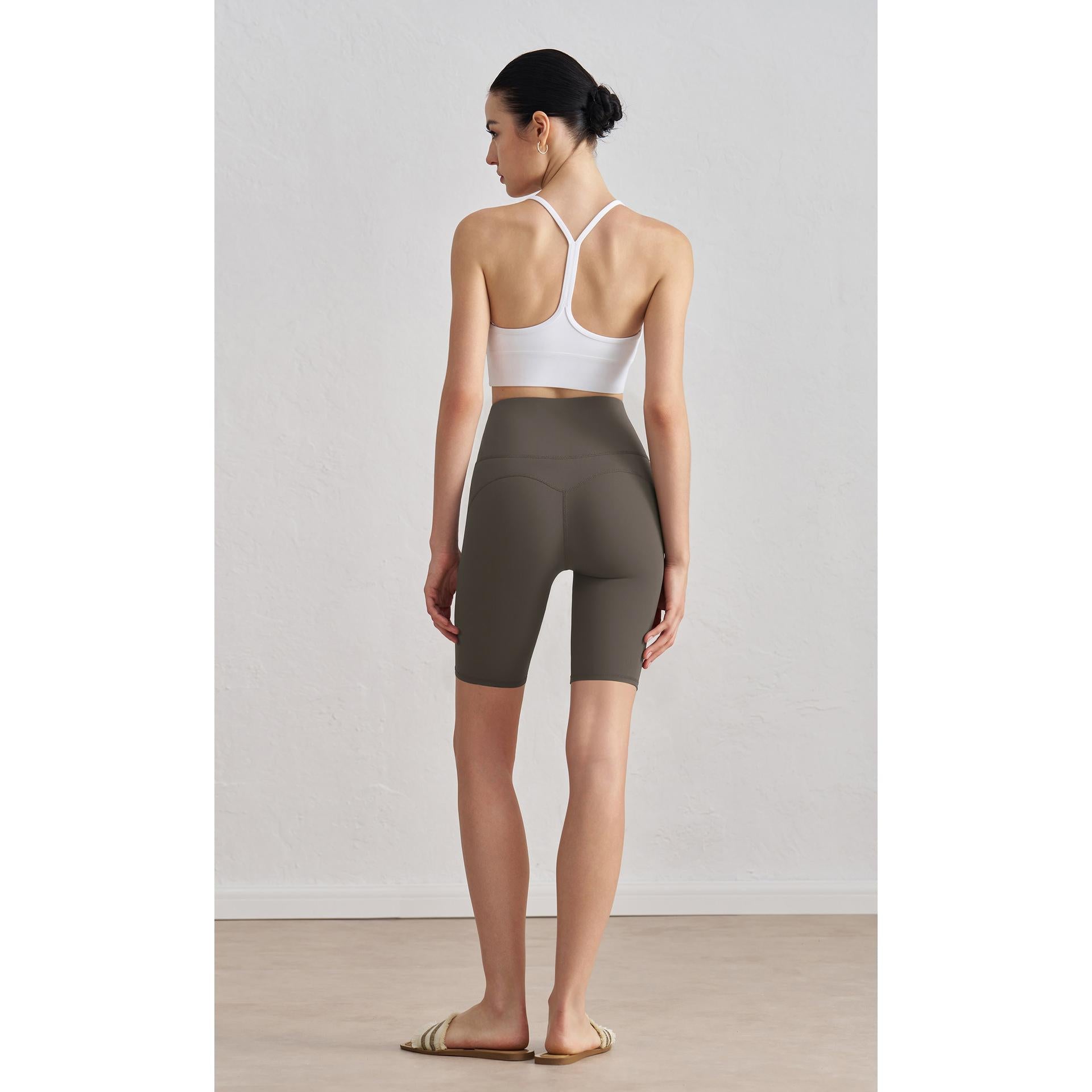 High-Waist Studio Bike Shorts fabric detail - women's yoga activewear by Lepeins