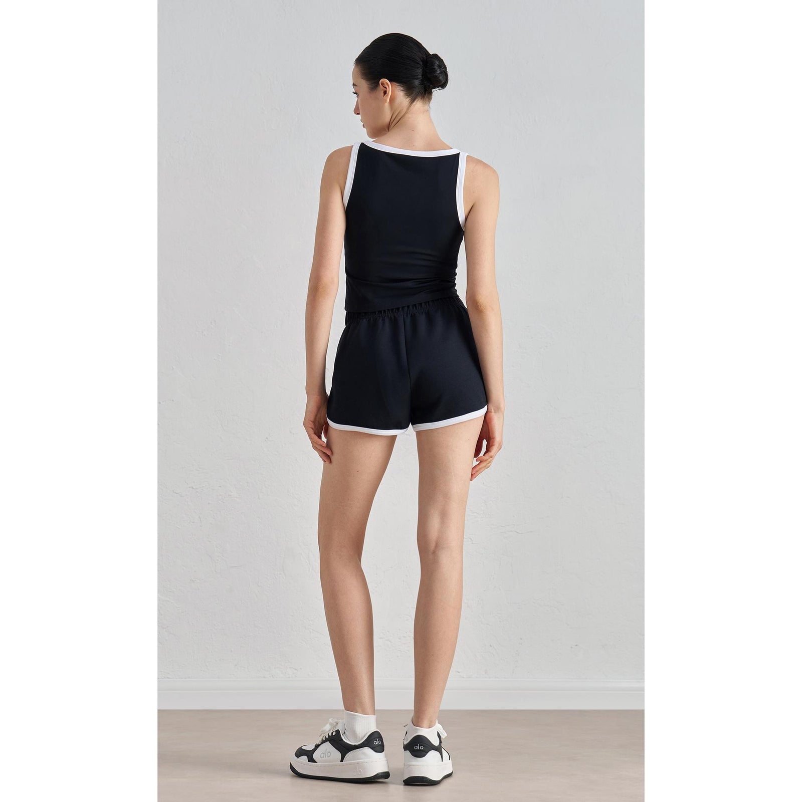 Retro High-Waist Yoga Shorts fabric detail - women's yoga activewear by Lepeins