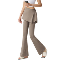 2-in-1 Skirted Yoga Pants for Women - High-Waist Flared Leggings with Skirt Overlay