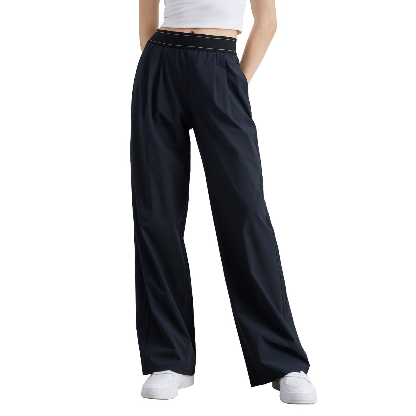 Sz woven new sweatpants casual wide-leg drape straight pants waist line lifting design thin yoga trousers women