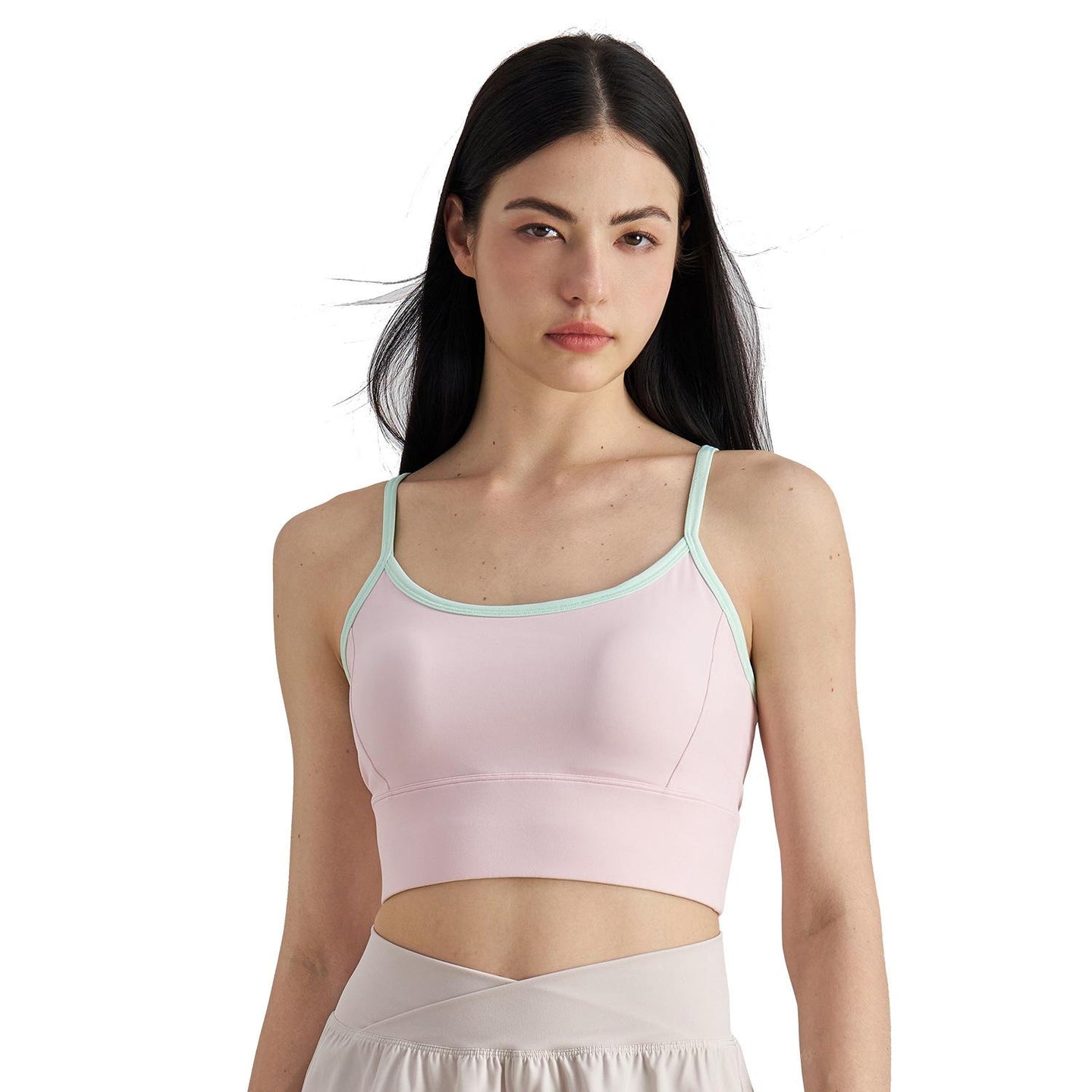 NULS youth contrasting color splicing short sports vest gathering beautiful back yoga underwear nude suspender fitness bra