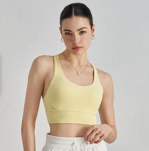 Cross-Back Yoga Bra for Women - Gathering Sports Bra with Removable Pads