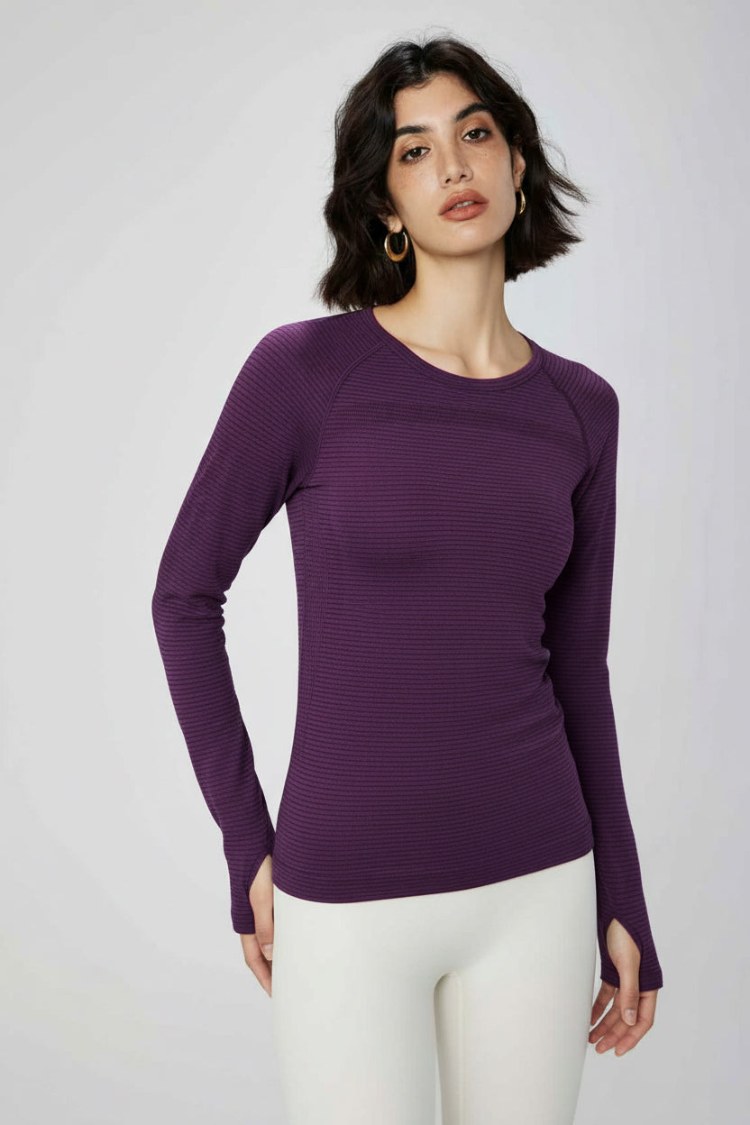 Autumn and winter yoga clothes top women's Pilates yoga long-sleeved running sports t-shirt crew neck versatile fitness training clothes