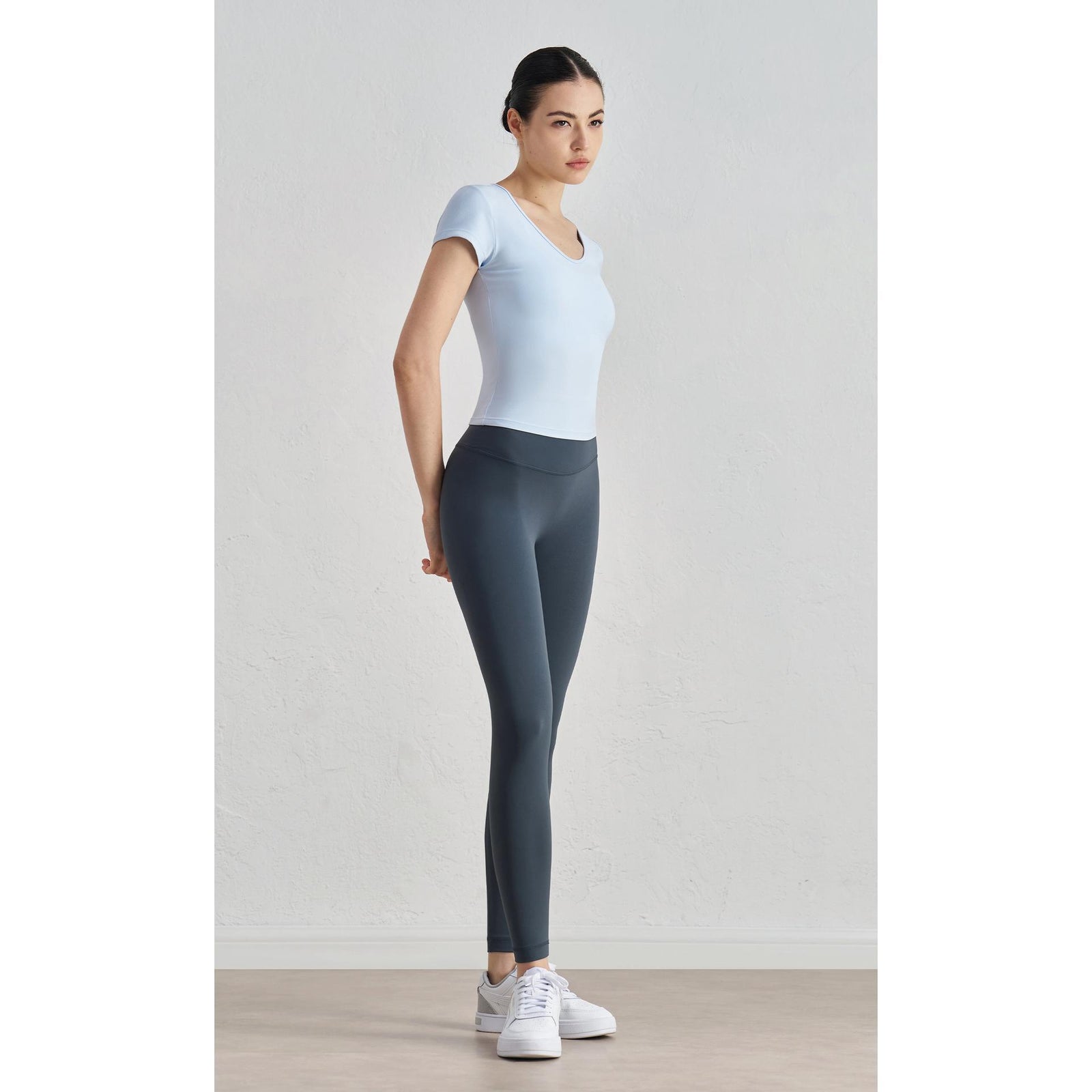 SUN Bare-Feel Short Sleeve Yoga Tee back view - women's yoga activewear by Lepeins
