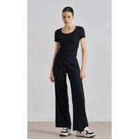 Naked yoga short-sleeved women's slim and thin sports T-shirt, high-end back waist hollow out wear front shoulder fitness top
