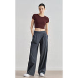 Sz woven new sweatpants casual wide-leg drape straight pants waist line lifting design thin yoga trousers women