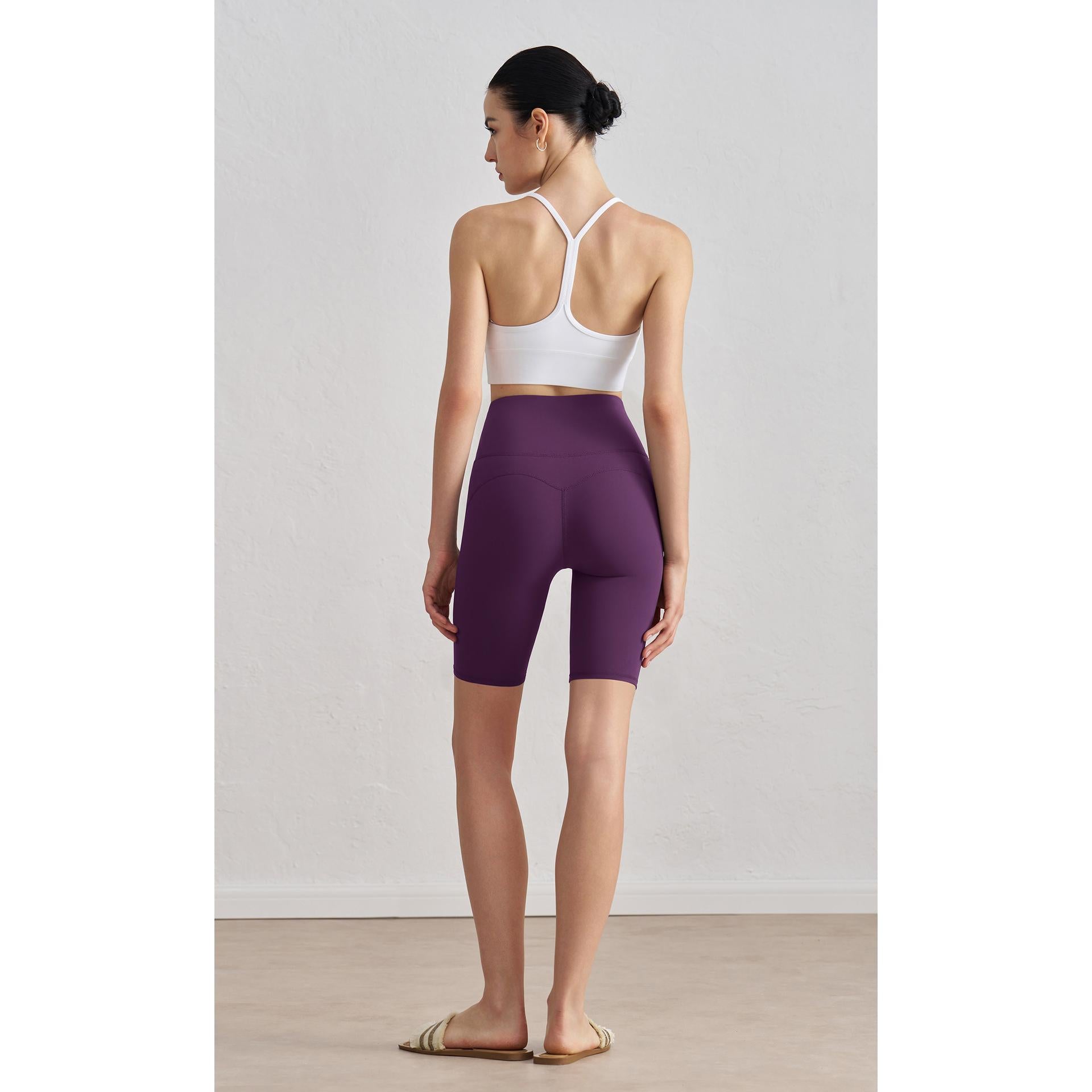 High-Waist Studio Bike Shorts front view - women's yoga activewear by Lepeins