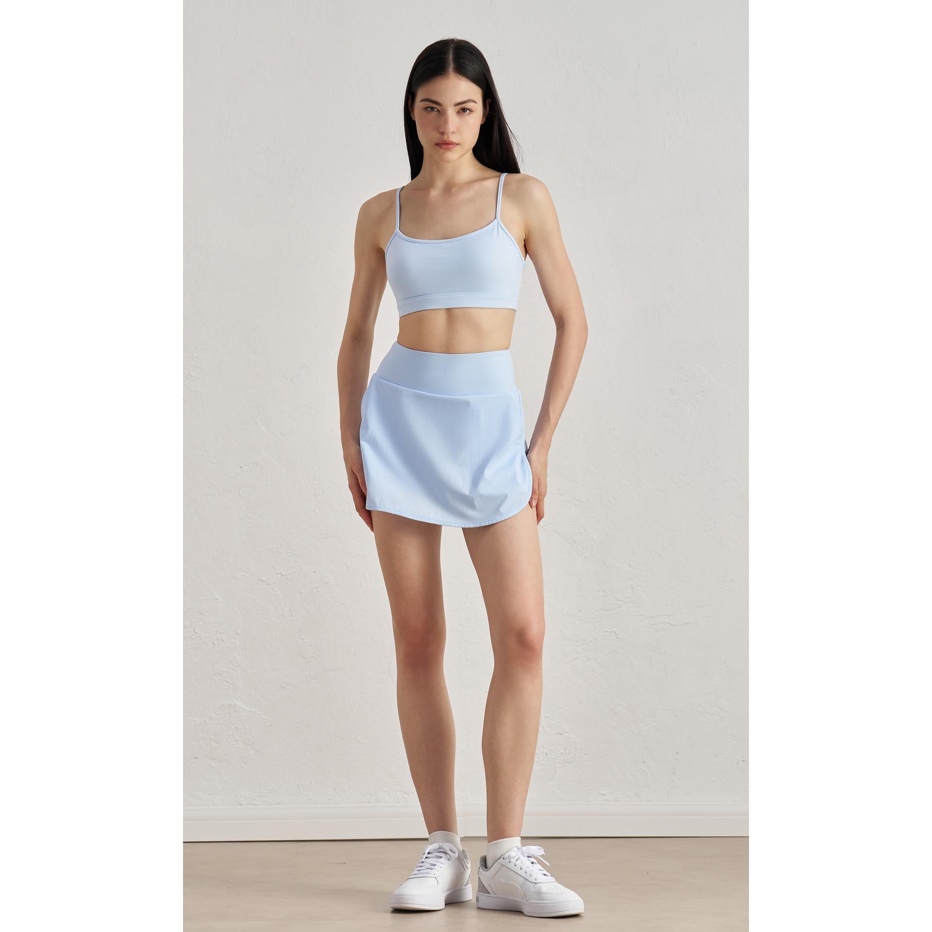 NULS Slim-Strap Studio Sports Bra front view - women's yoga activewear by Lepeins