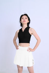 Performance Tennis Set – Quick-Dry Sleeveless Polo Shirt & Skirt with Built-In Support 服装 Lepeins L Black+White 