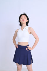 Performance Tennis Set – Quick-Dry Sleeveless Polo Shirt & Skirt with Built-In Support 服装 Lepeins M White+Purple 