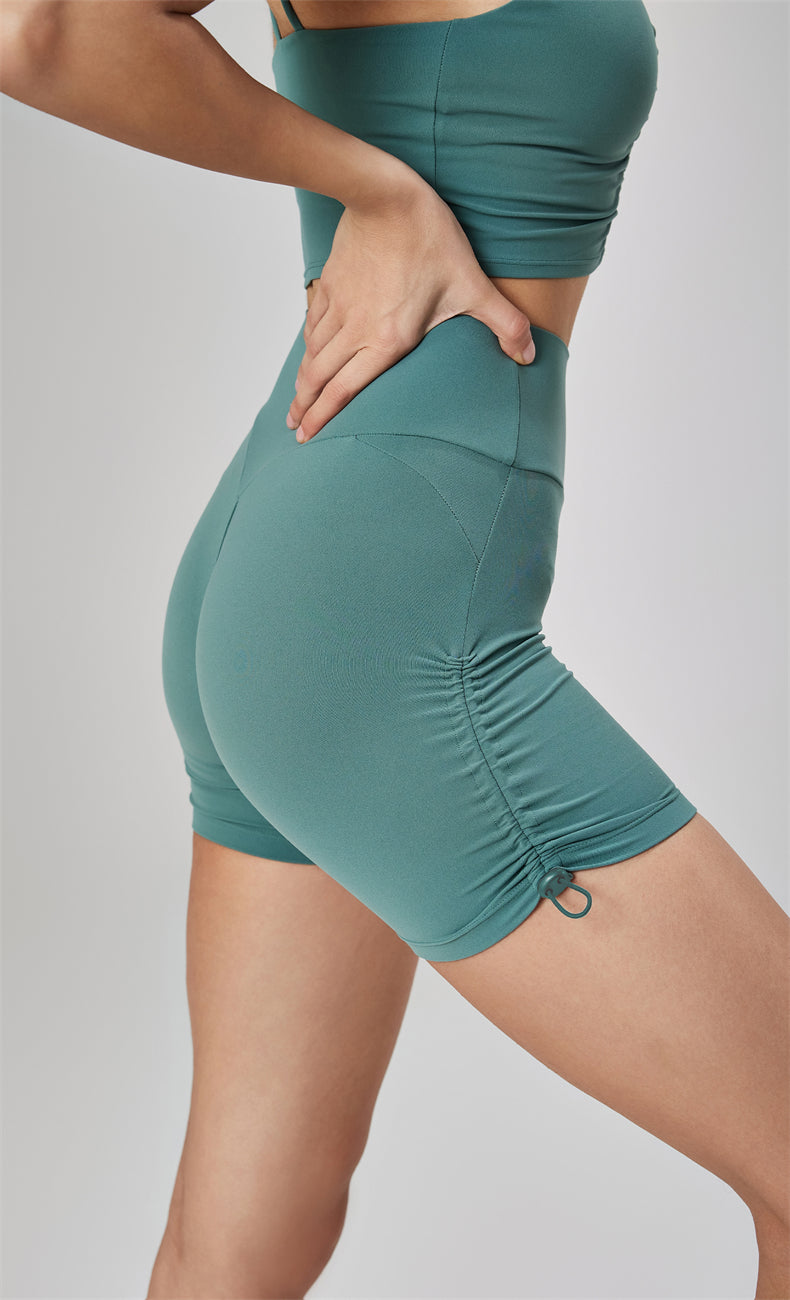 NUF BareFeel Adjustable High-Waisted Peach Lift Yoga Shorts